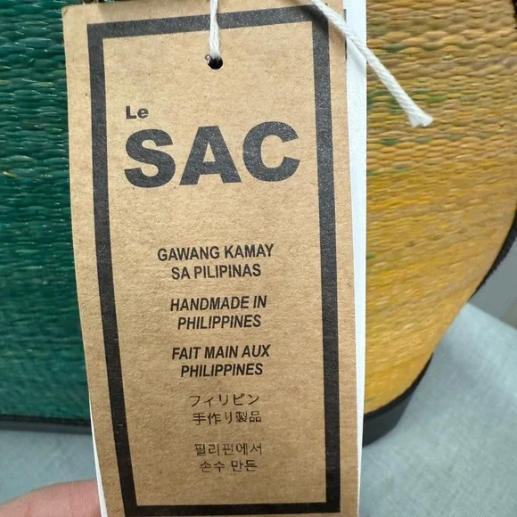 Le SacHandmade Woven Gradient Green and Yellow Bag